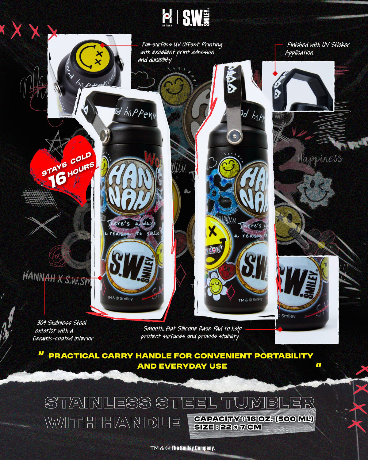 HANNAH x S.W.SMILEY Doodle 360° Edition Tumbler